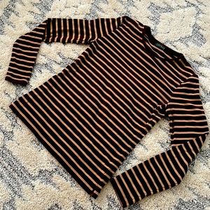Brown Striped Lauren Ralph Lauren Long Sleeves Shirt